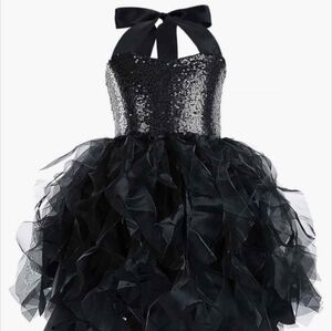 NWOT Black Sequin Halter Dress For Girls
